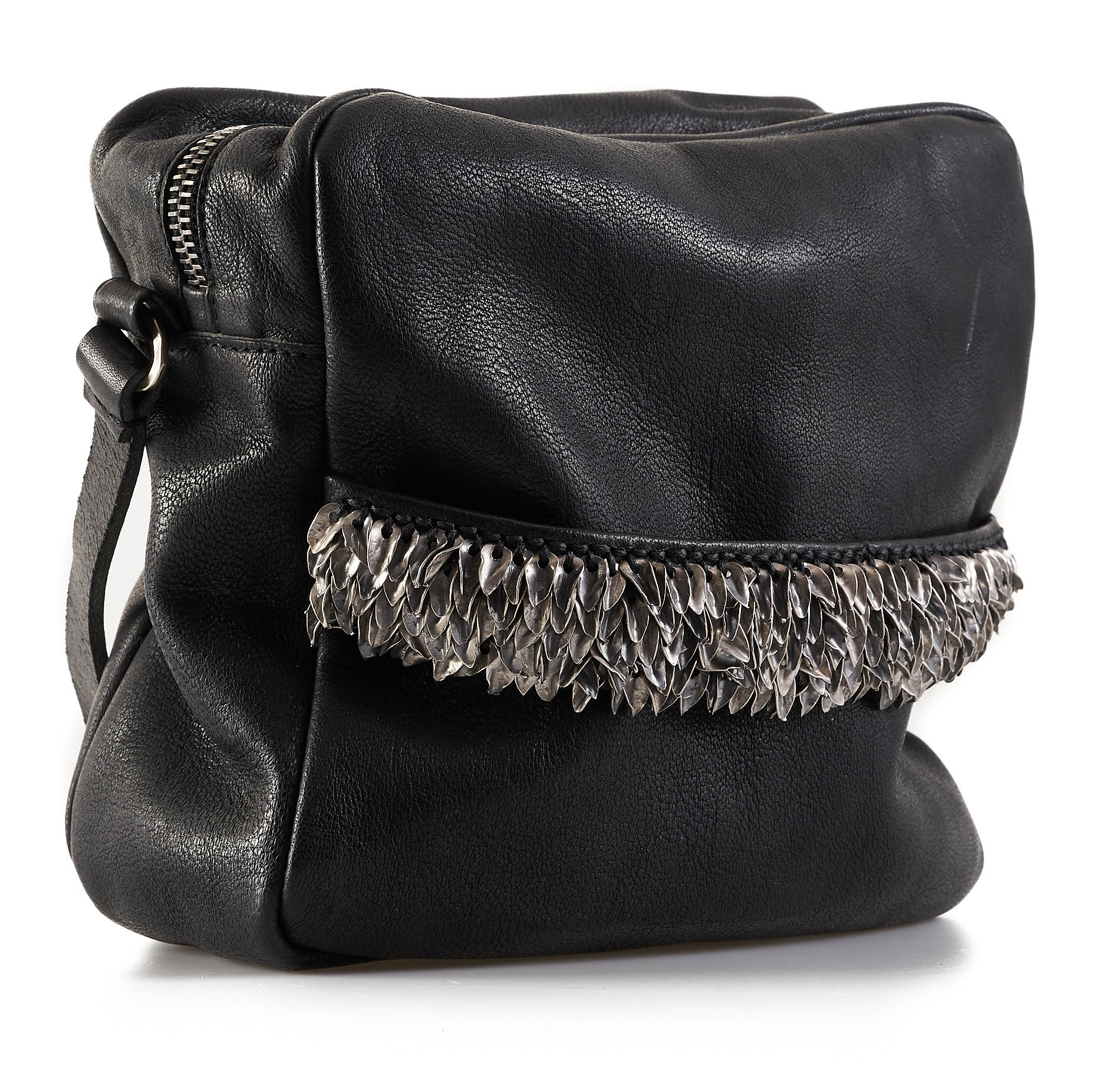 daniele basta leather and silver bags - kali foglie front
